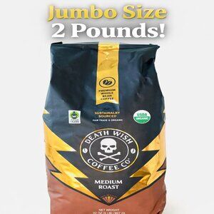 Premium Death Wish Coffee Organic Whole Bean Medium Roast 32 oz 2 LB 2026 NEW